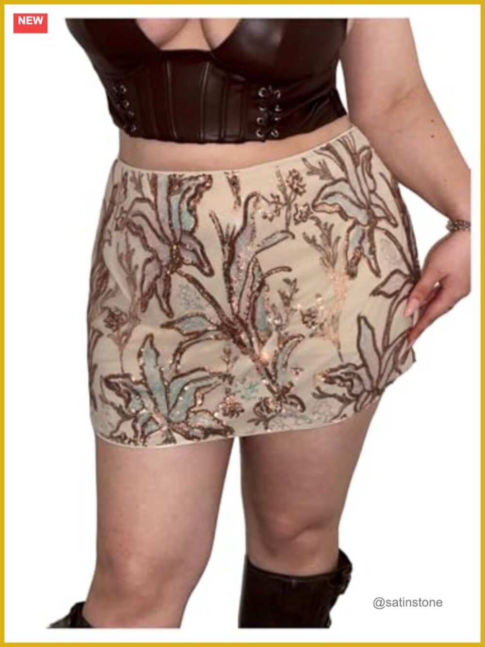 Sequin Mini Skirt Floral Bodycon Y2K Party Pencil Skirt Low Rise